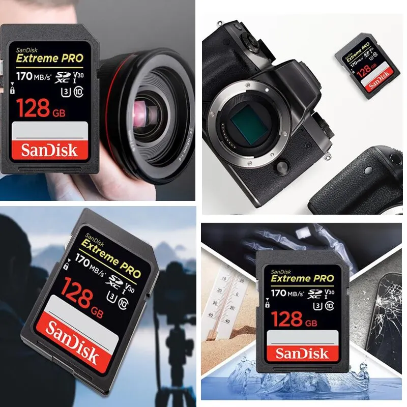 SanDisk Extreme Pro SD Card 128GB 64GB 32GB 512GB 256G 1TB SD 128gb Flash Memory Card SD U3 4K V30 Cards SDXC SDHC for Camera