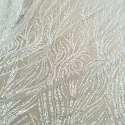 heavy beading lace with sequins 130cm width dress lace fabric bridal lace sell by yard