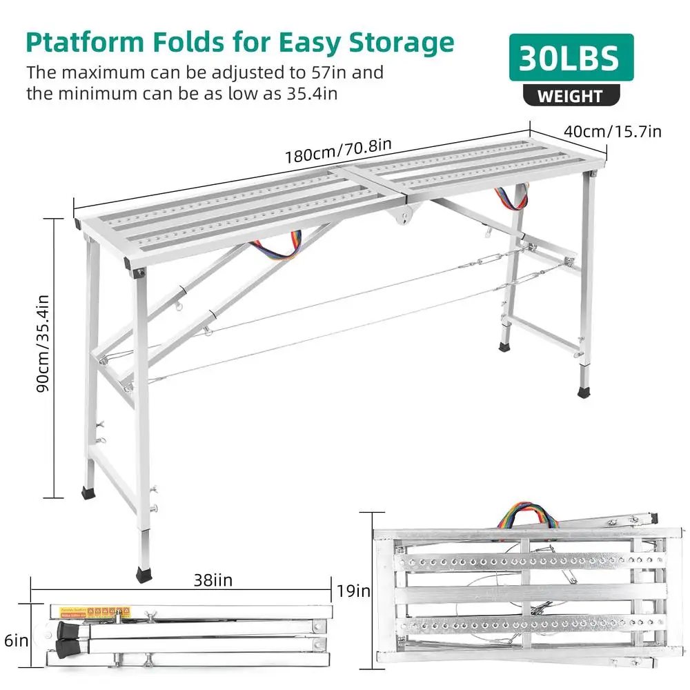 Регулируемая стремянка, платформа, складная алюминиевая складная нескользящая портативная высота, легкий вес, грузоподъемность 800 фунтов, безопасный