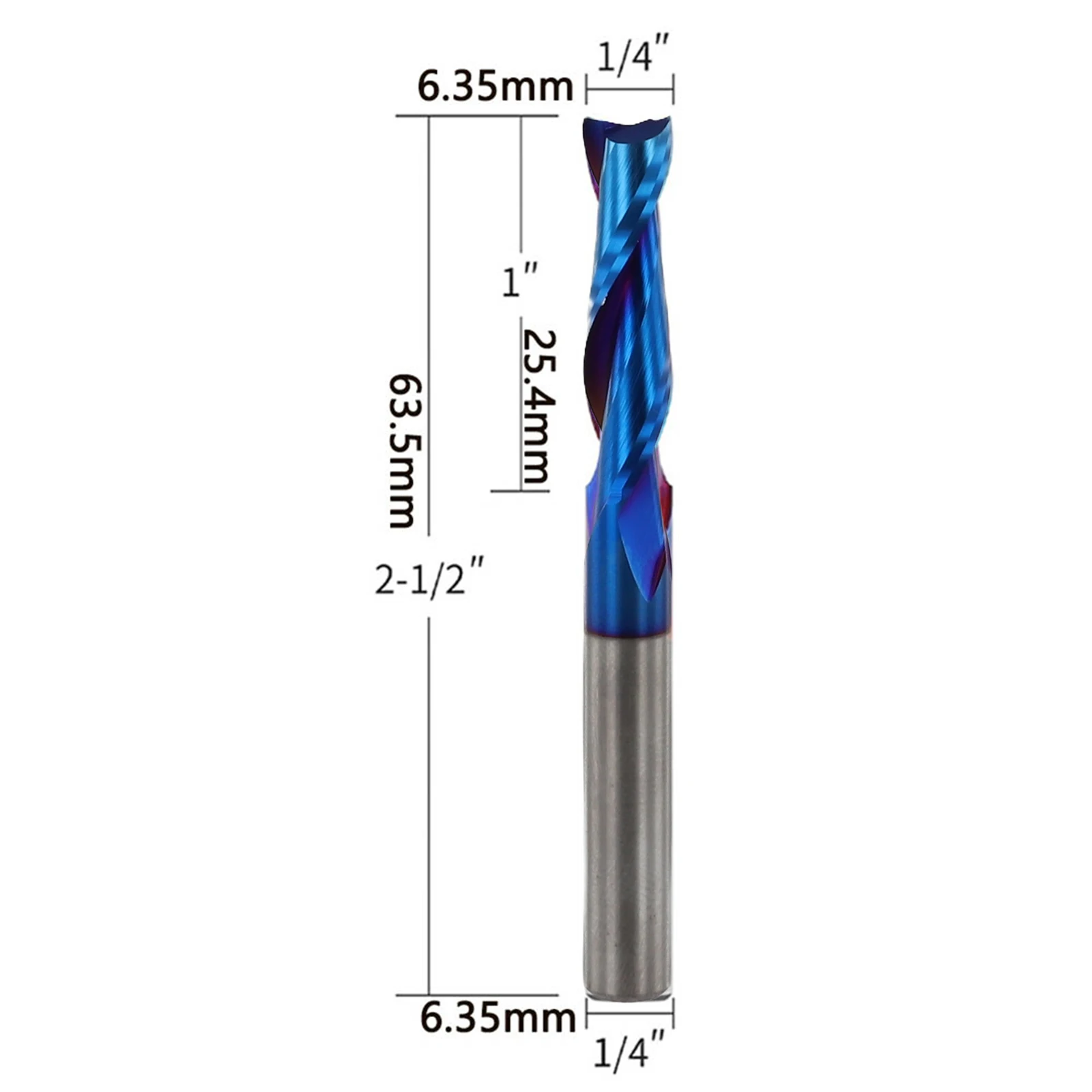 End Mill 2 Flute Up Down Spiral Router Bit 6.35mm Shank Carbide CNC Woodworking Milling For Groove Slot Dado