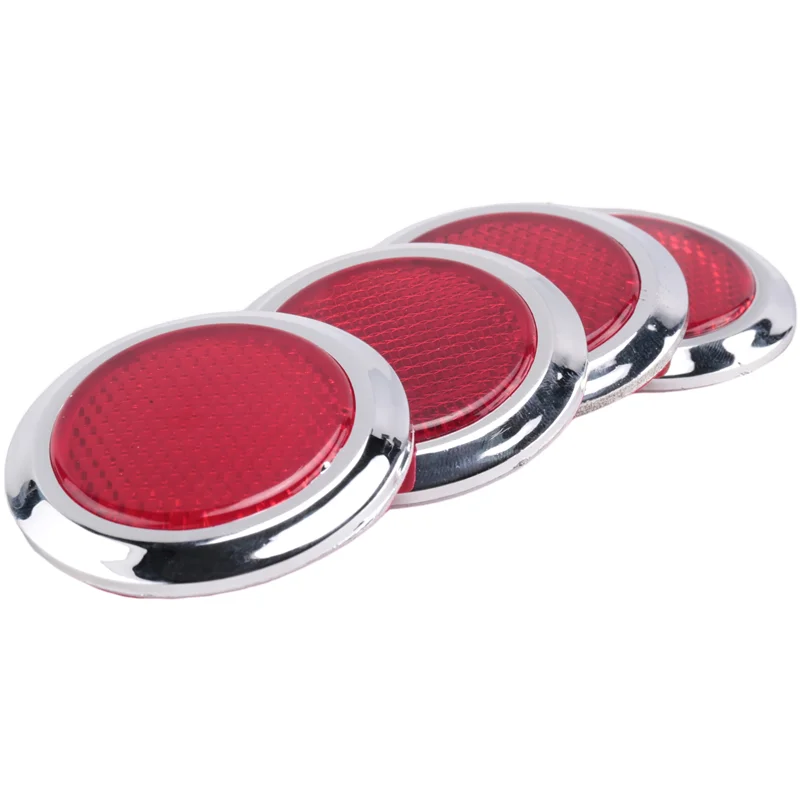 【FAST-SALE】4 Pcs Auto Car Plastic Round Reflective Reflector Sticker Red