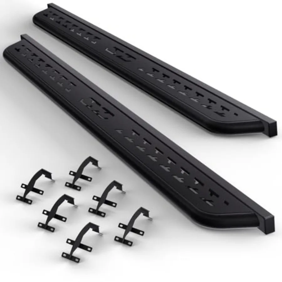 

6.5" Carbon Steel Side Steps Nerf Bars Textured Black Running Boards Compatible with 2015 2026 Ford F-150 SuperCrew/Crew Cab-4