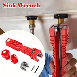 Llave para grifo de fregadero 24 en 1, llave de tubo multifunción, mango antideslizante, llave de doble cabezal para cocina, baño, reparación de tuberías de agua