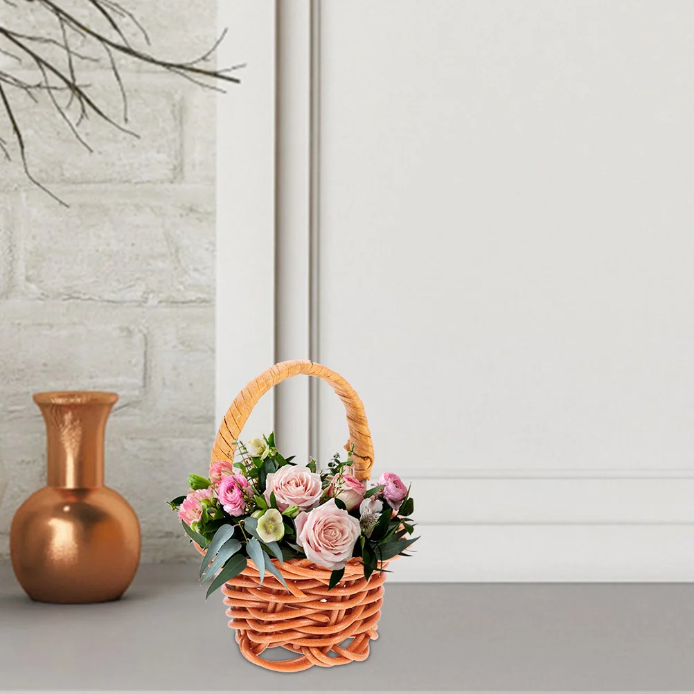 

4Pcs Mini Baskets With Handles Rattan Woven Flower Basket Small Dollhouse Storage Baskets Rustic Decorative Portable Basket Set