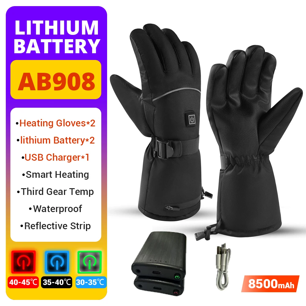 

Usb Rechargeable Electric Heated Gloves Winter Warm Snowmobile Skiing Gloves Waterproof Touch Screen Heated Thermal Moto Guantes