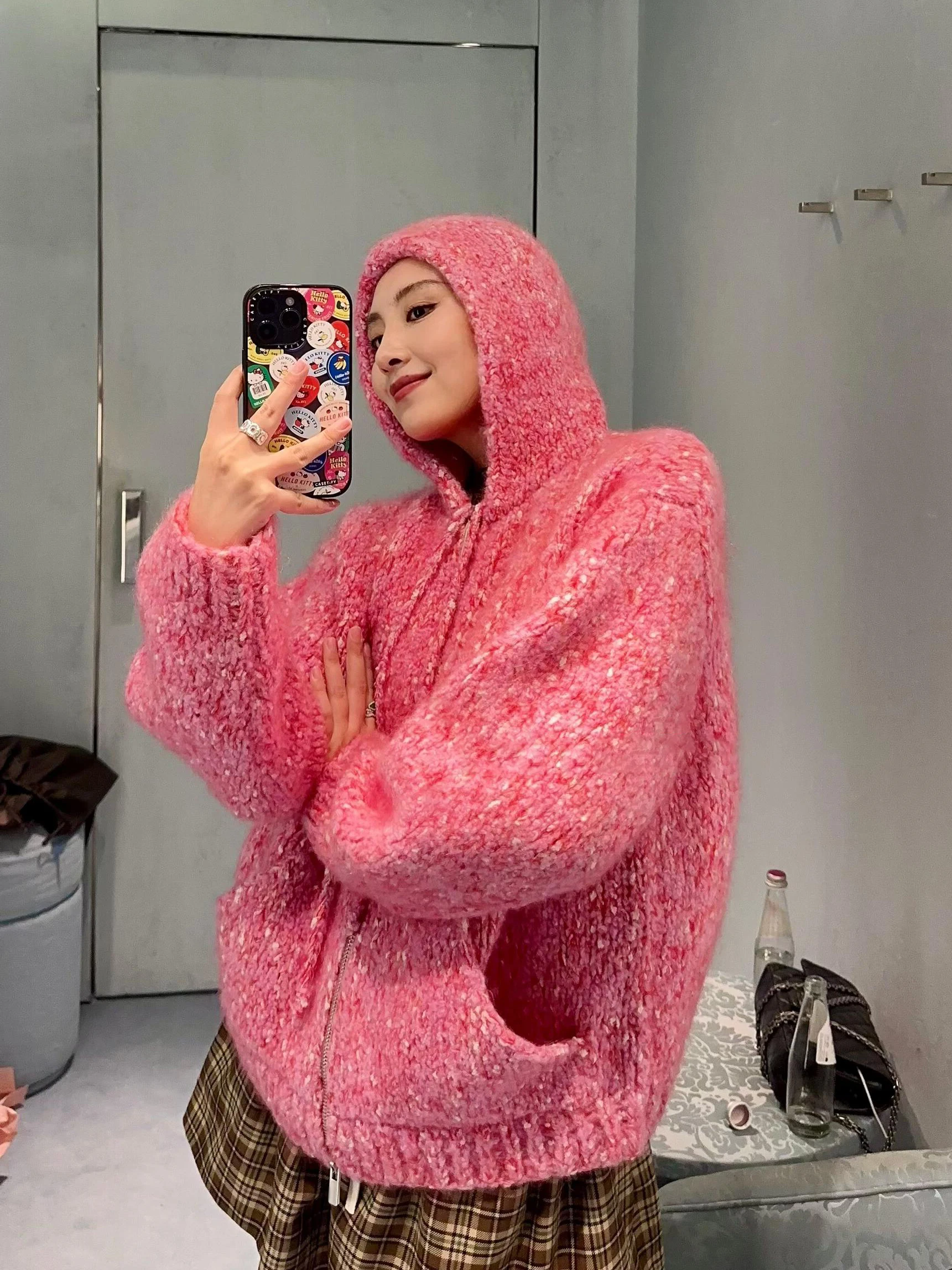 

Unique Super Good Looking Hooded Knitted Open Cardigan Women's Thiened Loose Lazy Sle Sweater Jaet Winter Faion 2026