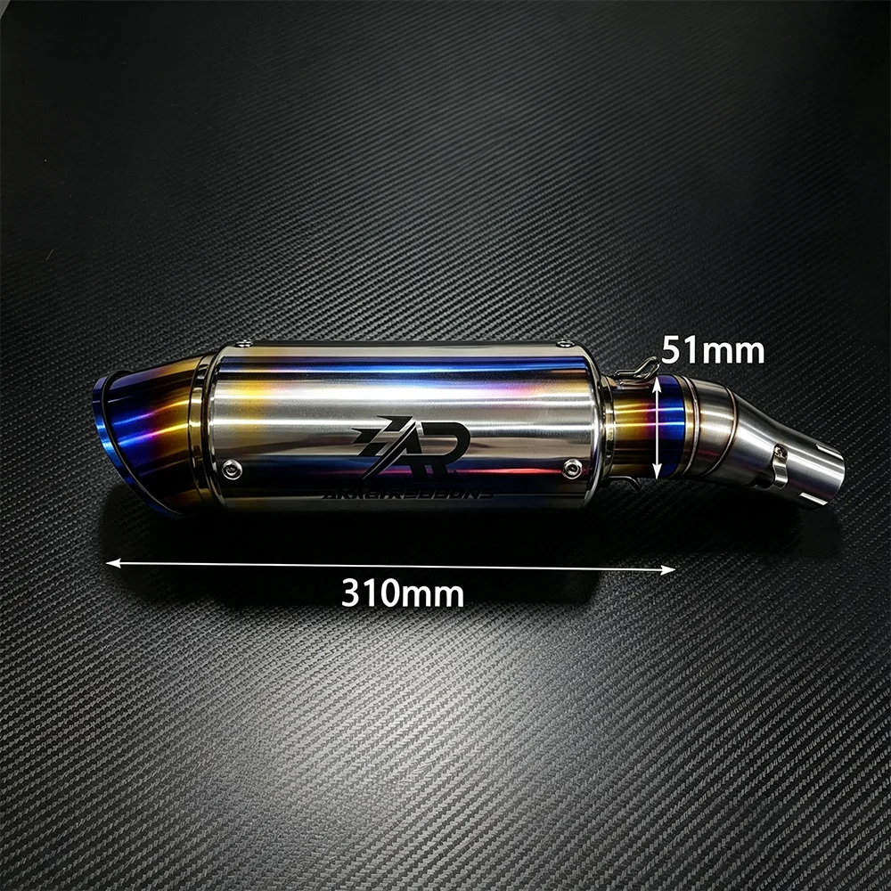 Motorcycle Escape Exhaust Mid Pipe Stainless Steel 51mm Middle Link Connecting Tube Slip On Exhaust Mod Parts Compatible With Fo