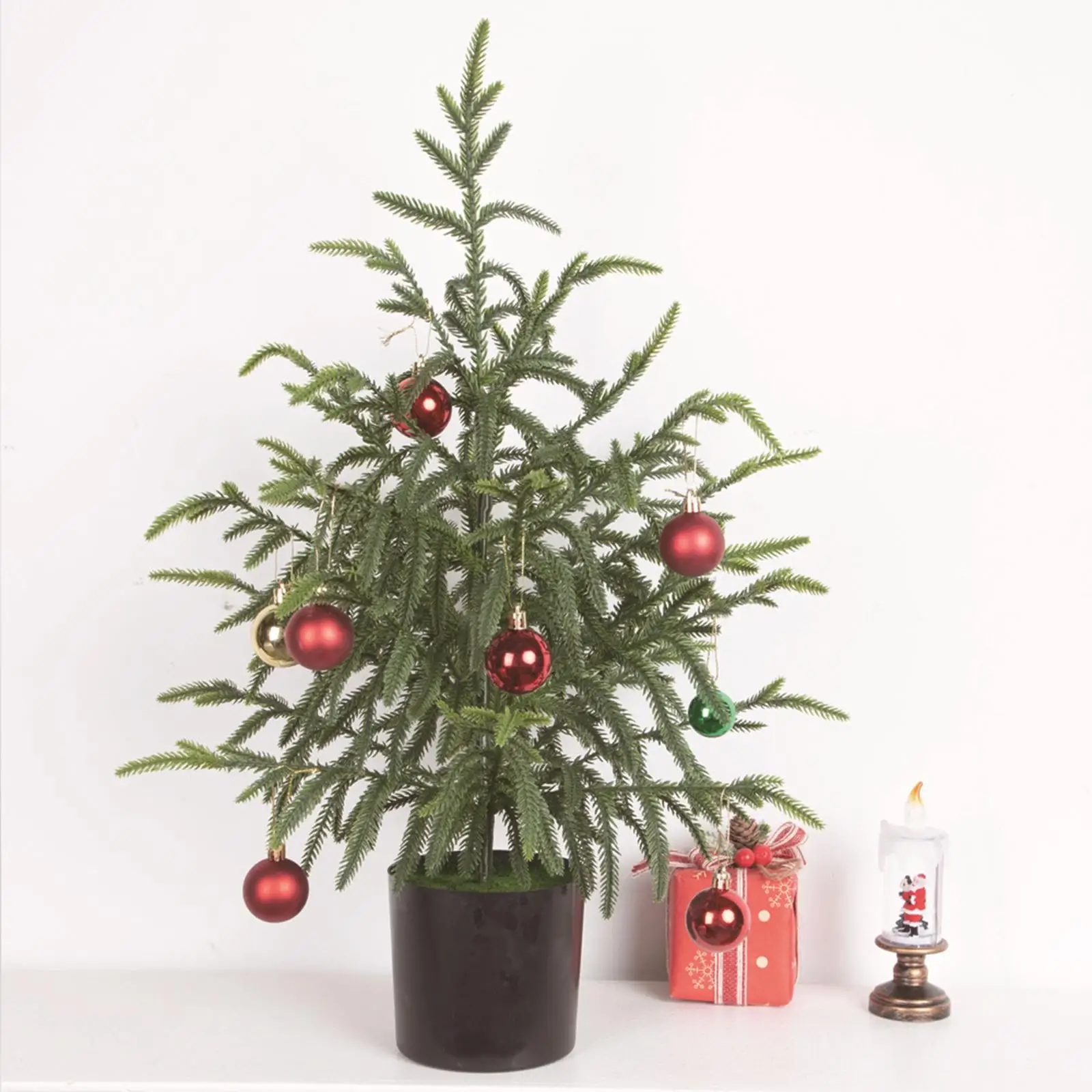 

Artificial Norfolk Tree Tabletop 23.6 inch Fake Potted Plant Christmas Tree for Festive Front Porch Fireplace Bedroom