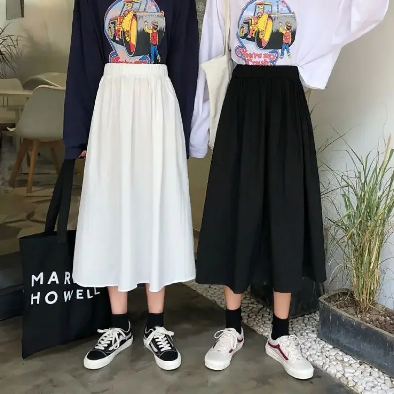 

White Tooling Skirt Retro A- line High Waist Pleated Skirt Female Woman Skirts Mujer Faldas Saias Mulher