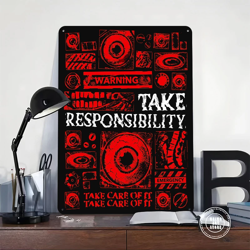 Game Art – Take Responsibility Metal Poster Customized Wall Art Retro Vintage Tinplate Signs for Luxury Home Decor Items Room