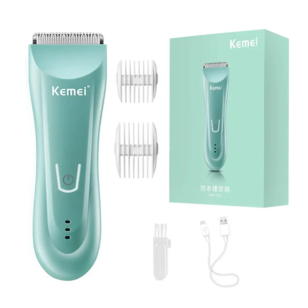 Kemei الرطب الجاف الفخذ الجسم المتقلب للرجال الوجه اللحية الشعر المتقلب المقص قابلة للشحن العانة الكرة ماكينة حلاقة كهربائية الجسم انيمال