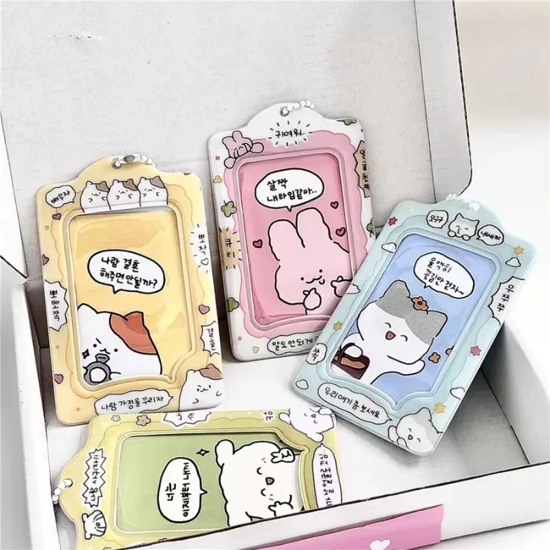 INS Cartoon Ins Photocard Holder, Picture Card Holder, Idol Cards Display, Keychain Bag Pendant, Photo Protector, Room Decor