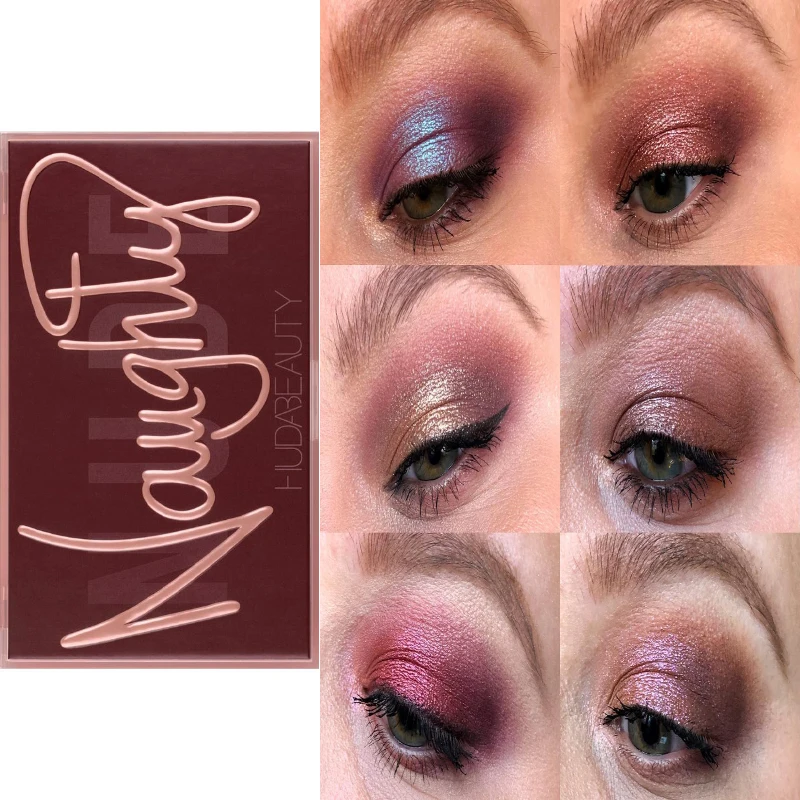 Paleta de sombra de ojos desnuda traviesa, maquillaje de ojos, paleta HUDA mate, brillo encantador, maquillaje, brillo ahumado, sombra de ojos en polvo, cosméticos