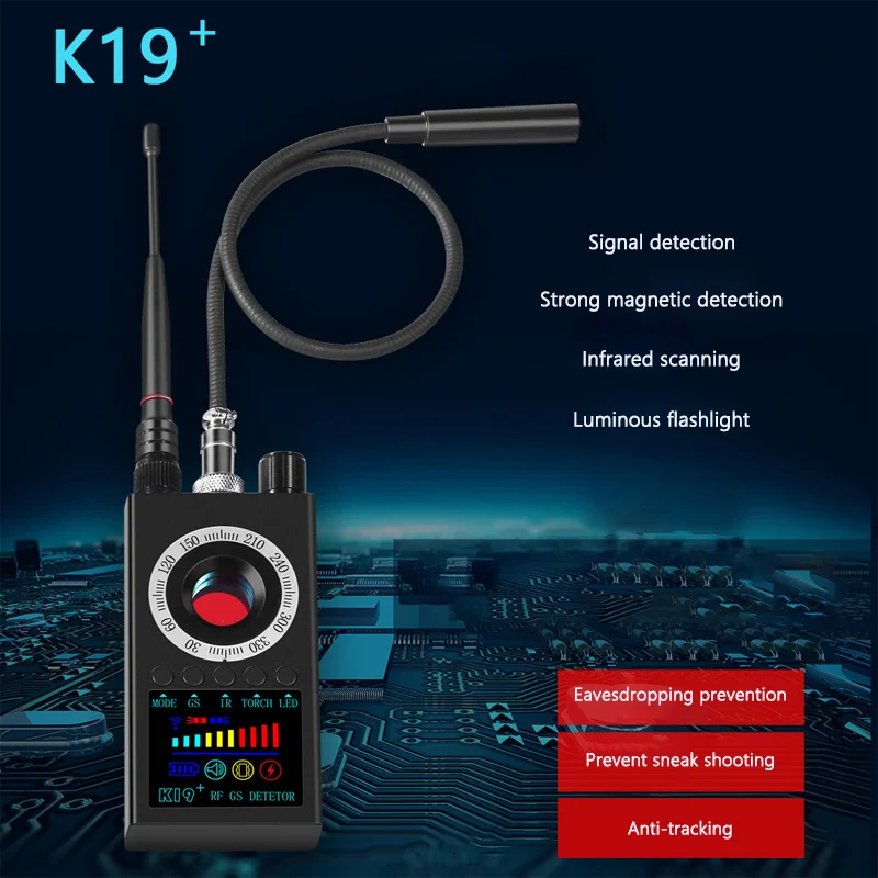 

K19+ Infrared Camera Automatic Scanning Anti Theft Monitor Track Wireless Signal Detector Strong Magnetic Detection Flashlight