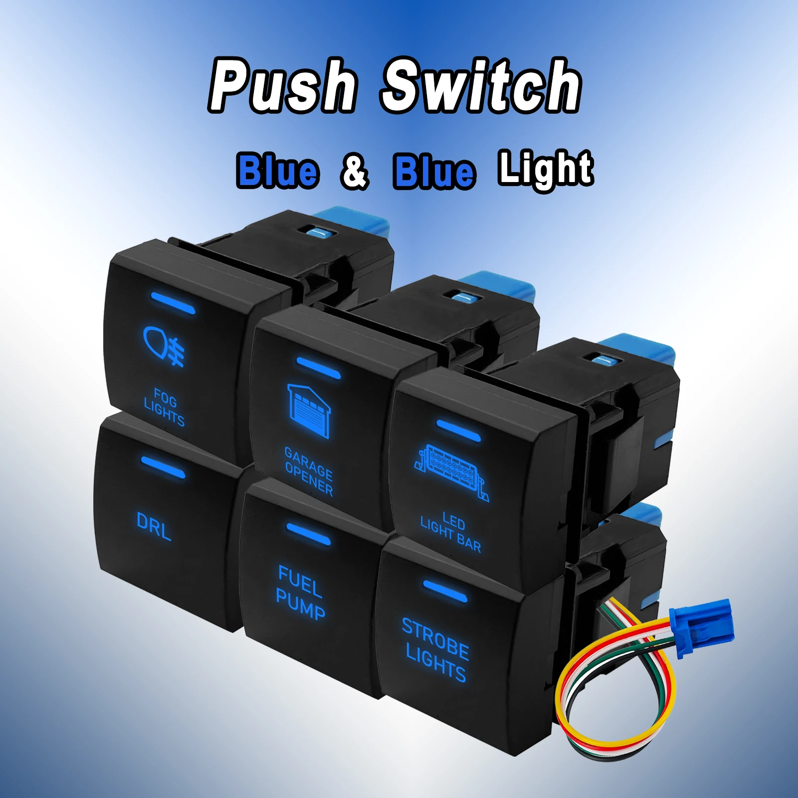 3A 12V Car Push Button Switch Fog Lights Garage Opener Blue Backlight Switch for Toyota Camry Corolla Hiace Auto Accessories