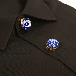 2pcs Men Shirt Cufflinks Glass Gemstone Crystal Button Cover Fashion Accessory Buttons Shirt Decoration Button Clip Gifts Girls