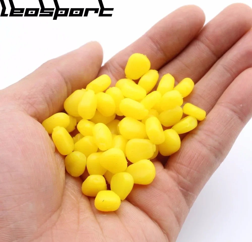 LEOSPORT 50pcs Corn Soft Baits 4 Colors 1cm Silicone Bait Fishing Lure Carp Artificial Bait Floating Baits Fishing Tackle Set