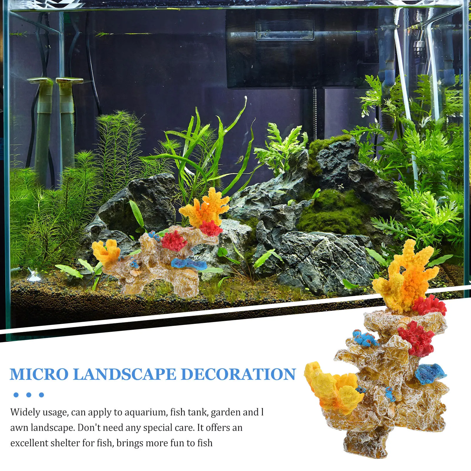 

Delicate Yellow Coral Reef Decor Simulation Landscape Aquarium Decoration Natural Look Fish Tank Ornament PVC Material Safe