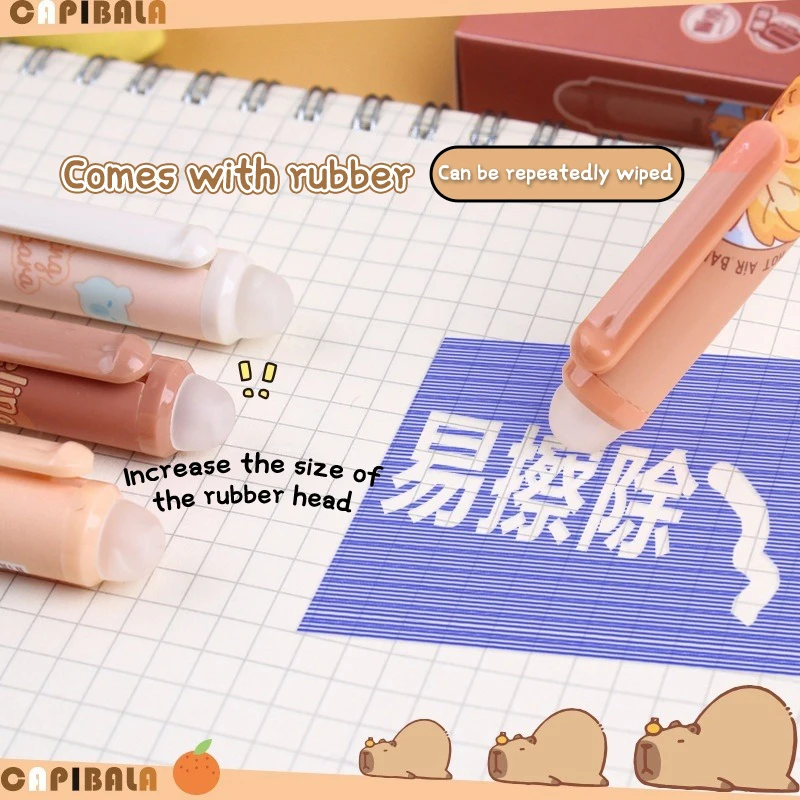 4 Pcs Kawaii Gel Pen With Capybara Design – Soft Grip, Erasable, Ideal For School, Office, Exams