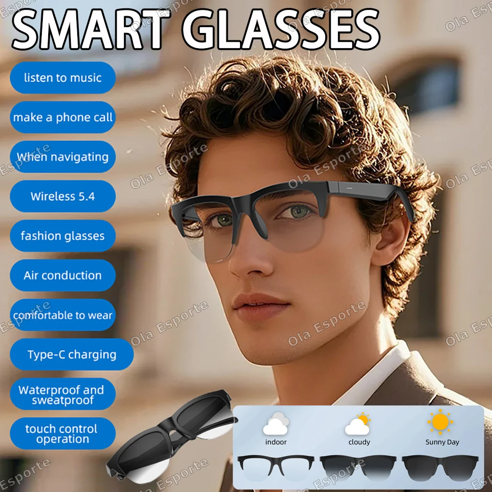 Neue Smart Bluetooth V5.3 Sonnenbrille Brille Anruf Outdoor Sport Kopfhörer HIFI Schwarz Technologie Anti-touch UV Für Männer Und Frauen