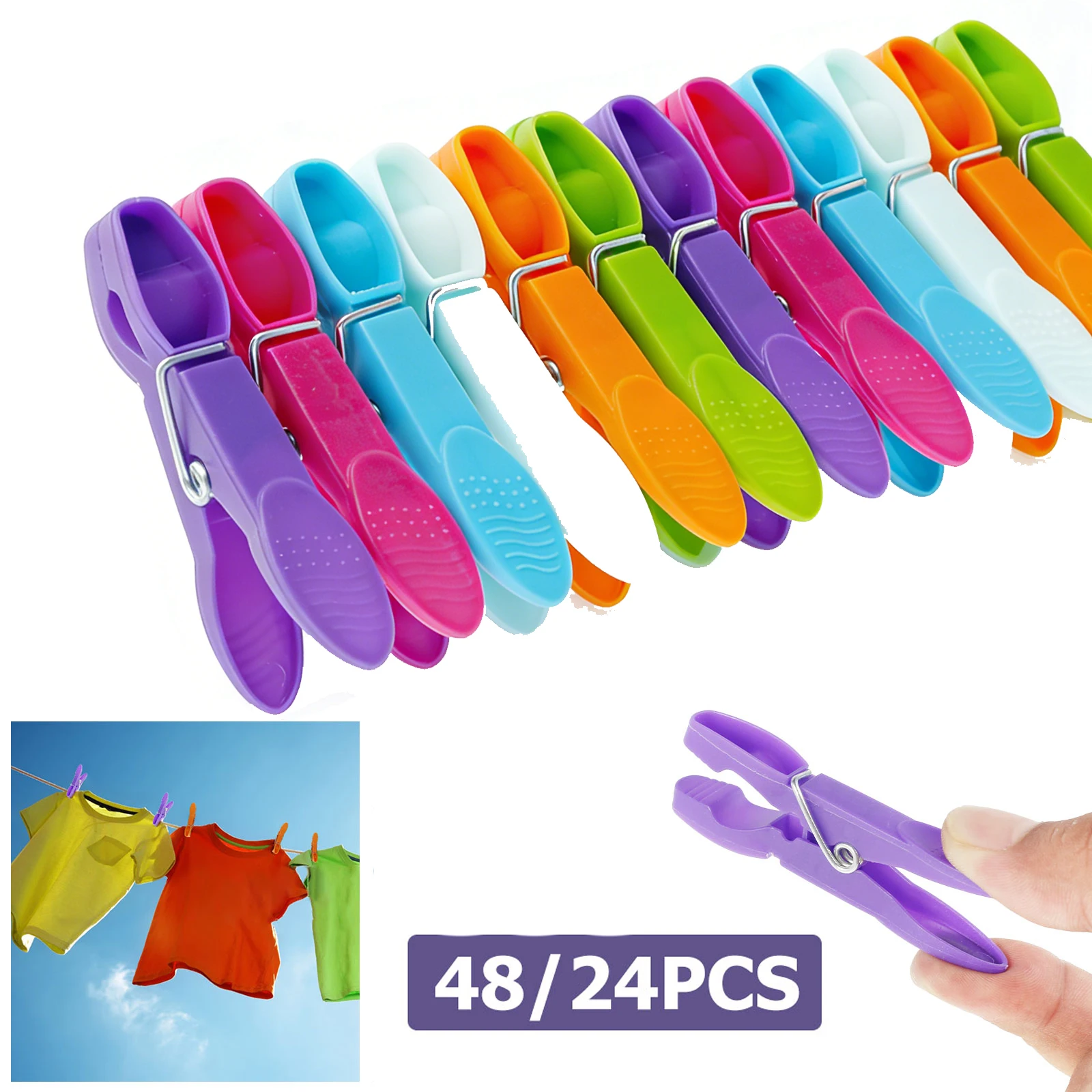 Sock Organizer Tray - 24/48 pinces à linge pour corde