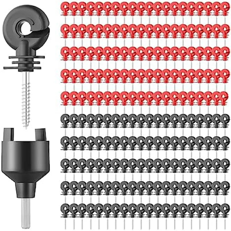 

200Pcs Electric Fence Insulator Screw Self-Tapping Insulation Ring Band for Polyethylene Wire Steel Wire Aluminum Wire