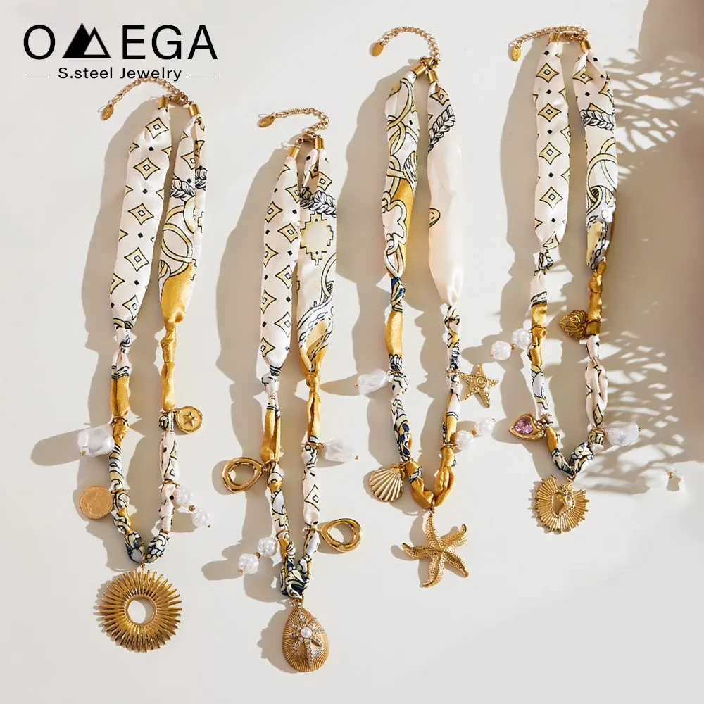 

Элегантные ожерелья с подвесками из нержавеющей стали для женщин, богемный геометрический узор, тканевый ремешок, подвески, ожерелье, эффектные ювелирные изделия