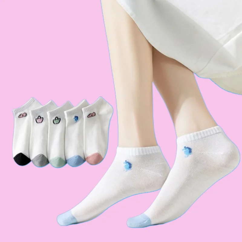 

5/10 Pairs Fashion Women's High Quality Thin Boat Socks Thin Breathable Low Cut Socks Comfortable Appropriate Women's Boat Socks