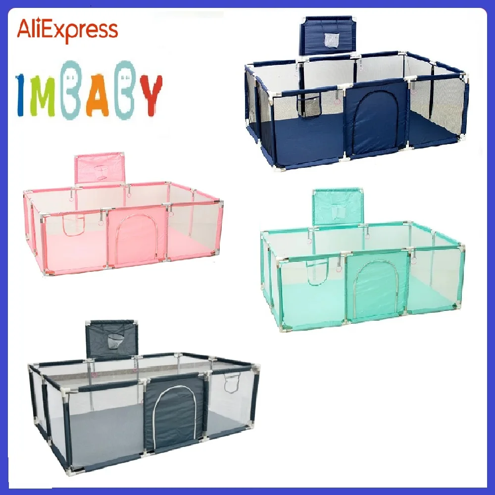 Imbaby playpens สนามเด็กเล่นขนาดใหญ่สำหรับเด็ก, ปากกาลูกลื่นสำหรับกิจกรรมบาสเก็ตบอลสำหรับเด็กทารก