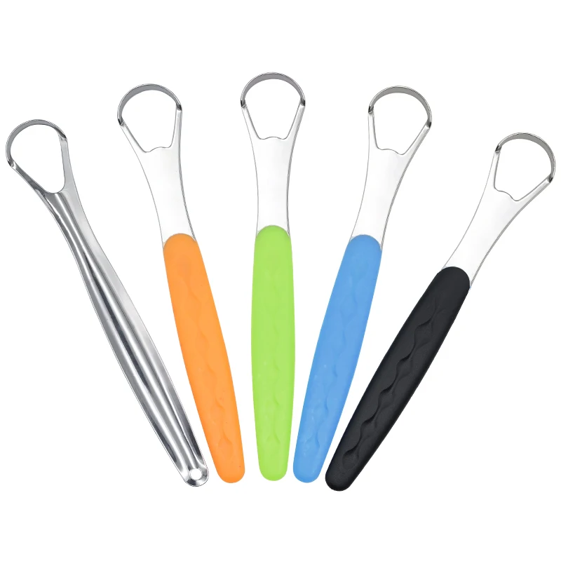 Tongue Cleaner with Non-slip Handle Tongue Scraper Reusable Portable Use Stainless Steel Oral Mouth Brush Travel Case