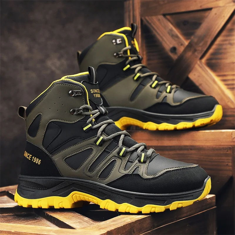 Autumn Winter Men Shoes High Cut Workwear Boots Anti Slip Hiking Boots Trendy Shoes Versatile Casual British Style Hiking Boots