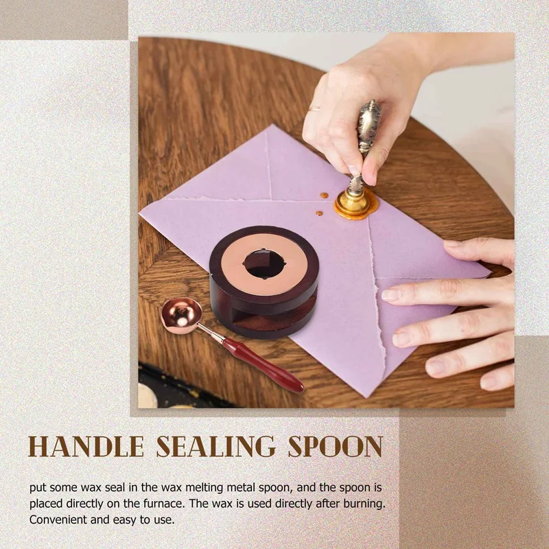 Wax Seal Warmer, Sealing Wax Furnace Tool With Solid Wood Melting Spoon For Melting Wax Seal Sticks Or Sealing Wax Beads