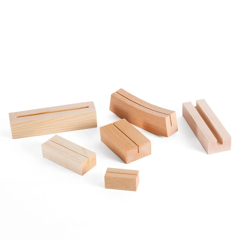12Pcs Wooden Name Holder Rustic Wooden Photo Clip Holder Table Menu Memo Card Organizer Desktop Clip Stand Wedding Dinner Party