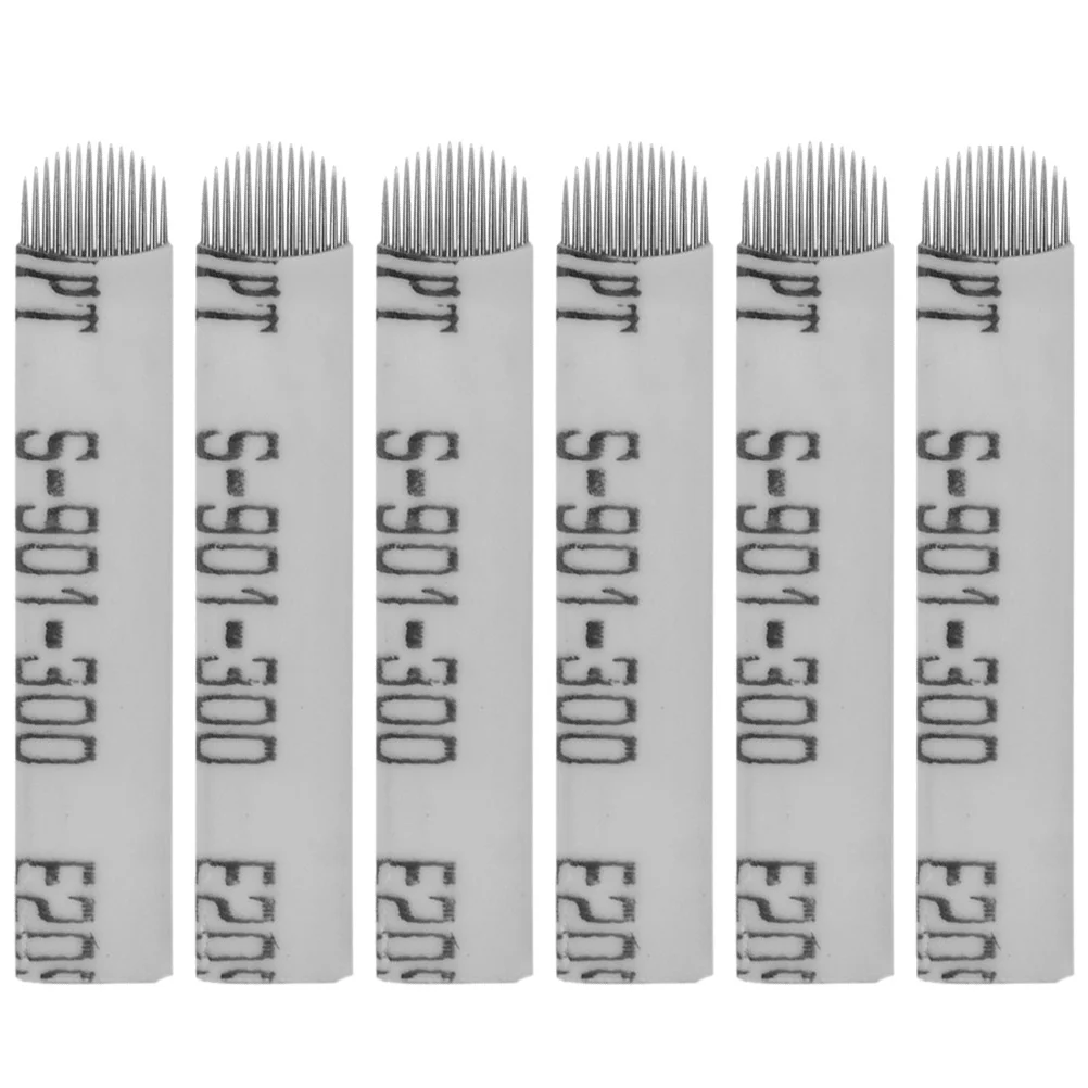 50 peças lâminas em forma de u 14 agulhas de sobrancelha lâminas de maquiagem caneta microblading (branca) lâminas de microblading lâminas de sobrancelha