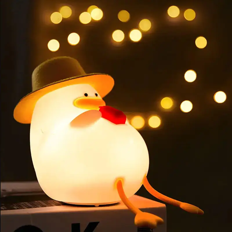 Luz nocturna Happy Duck, lámpara de noche con control táctil, recargable con sincronización, ideal para decoración del hogar y regalos