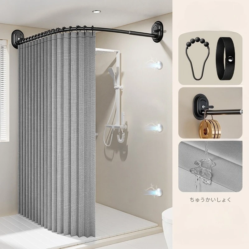 waterproof-toilet-non-porous-corner-magnetic-folding-invisible-shower-curtain-mildew-proof-thickened-shower-partition-screen