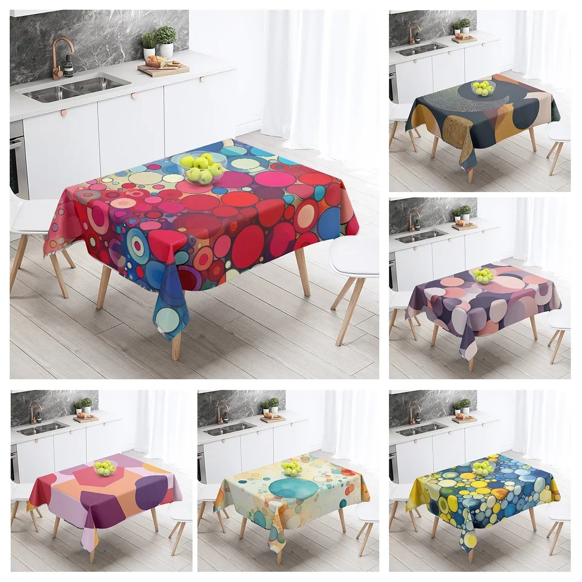 1pc Waterproof Abstract Geometric Tablecloth Resistant Party Decoration Restaurant Cafe Dining Table Tablecloths 140X200cm