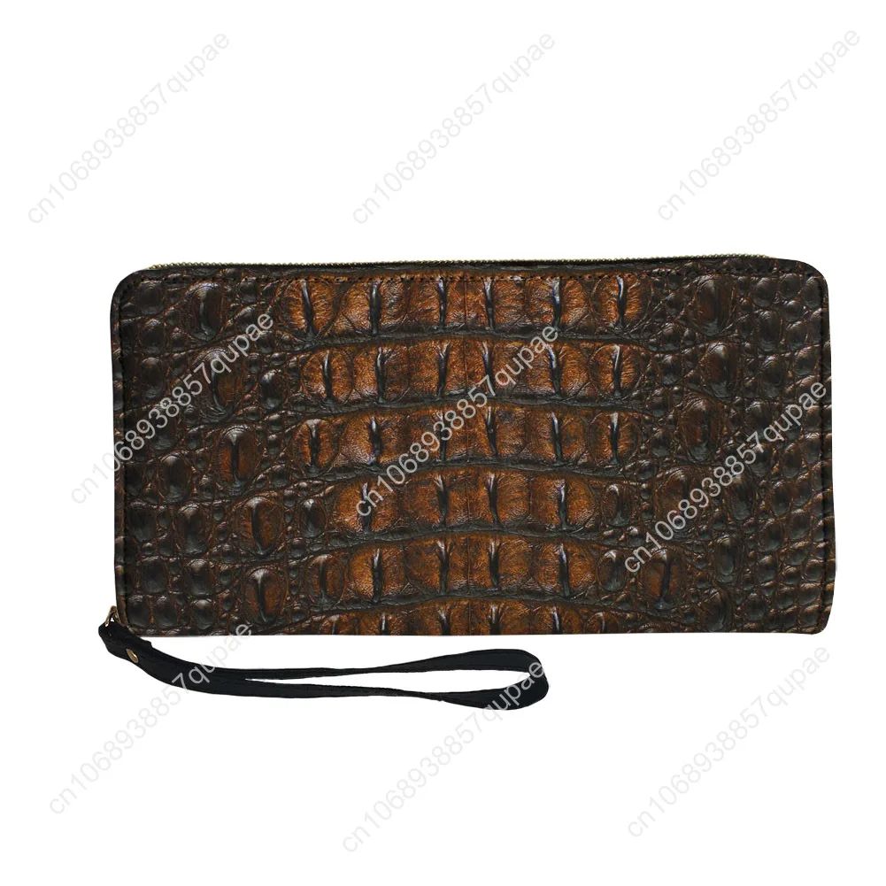 Crocodile leather Imitation Pattern Print Custom Wallet Purse Men Women Zipper Long Wallet Double Print Portable Wallet Gift Bag