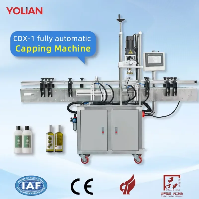 CDX-1 Automatic 4-Wheel Spindle Screw Capping Machine High Precision Capper for PET Glass Round Bottle Water Juice