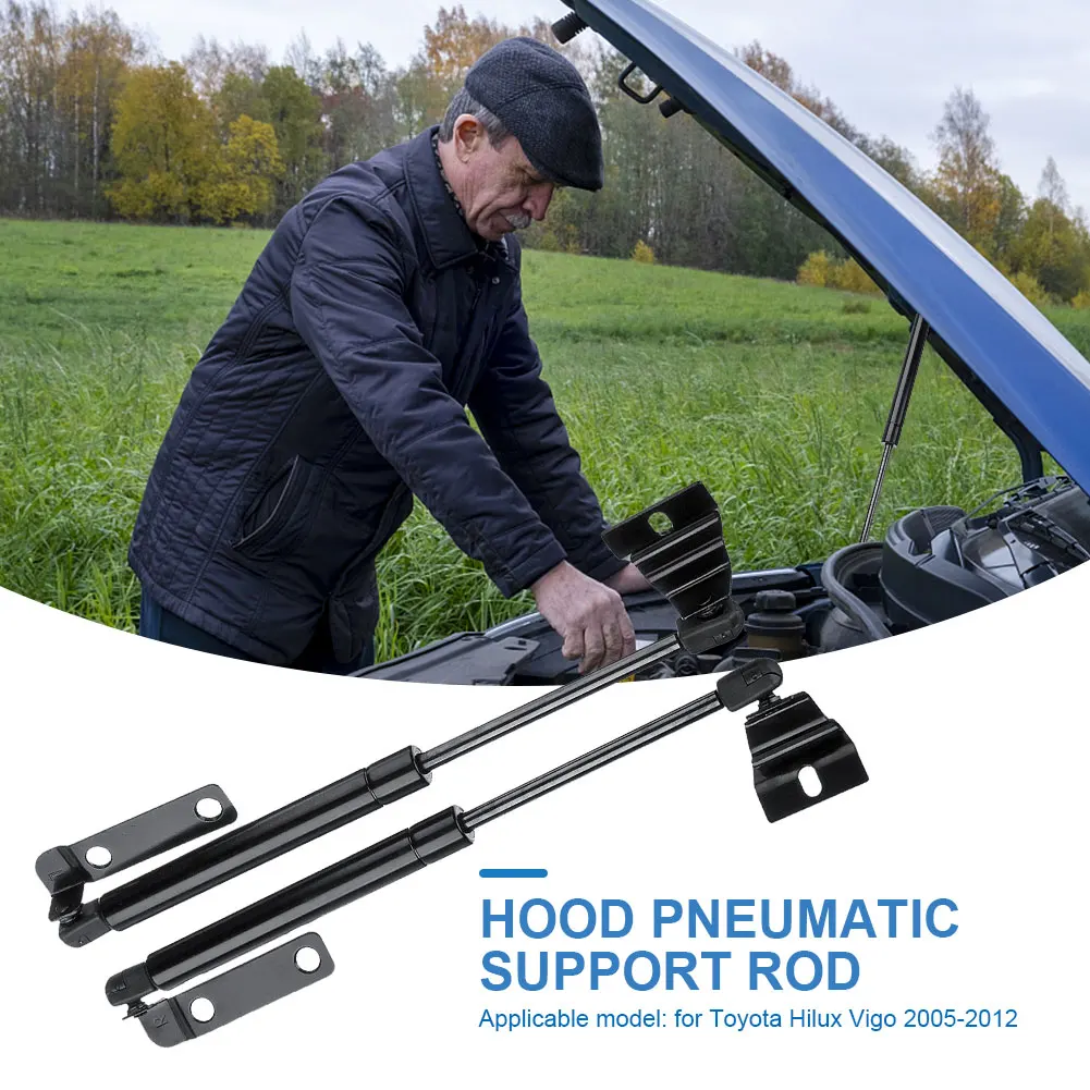 Hood Bonnet Front Rod Struts Shock Lift Metal Rear Engine Hood Lift Black Bonnet Hood Lift for Toyota Hilux Vigo 2005-2012