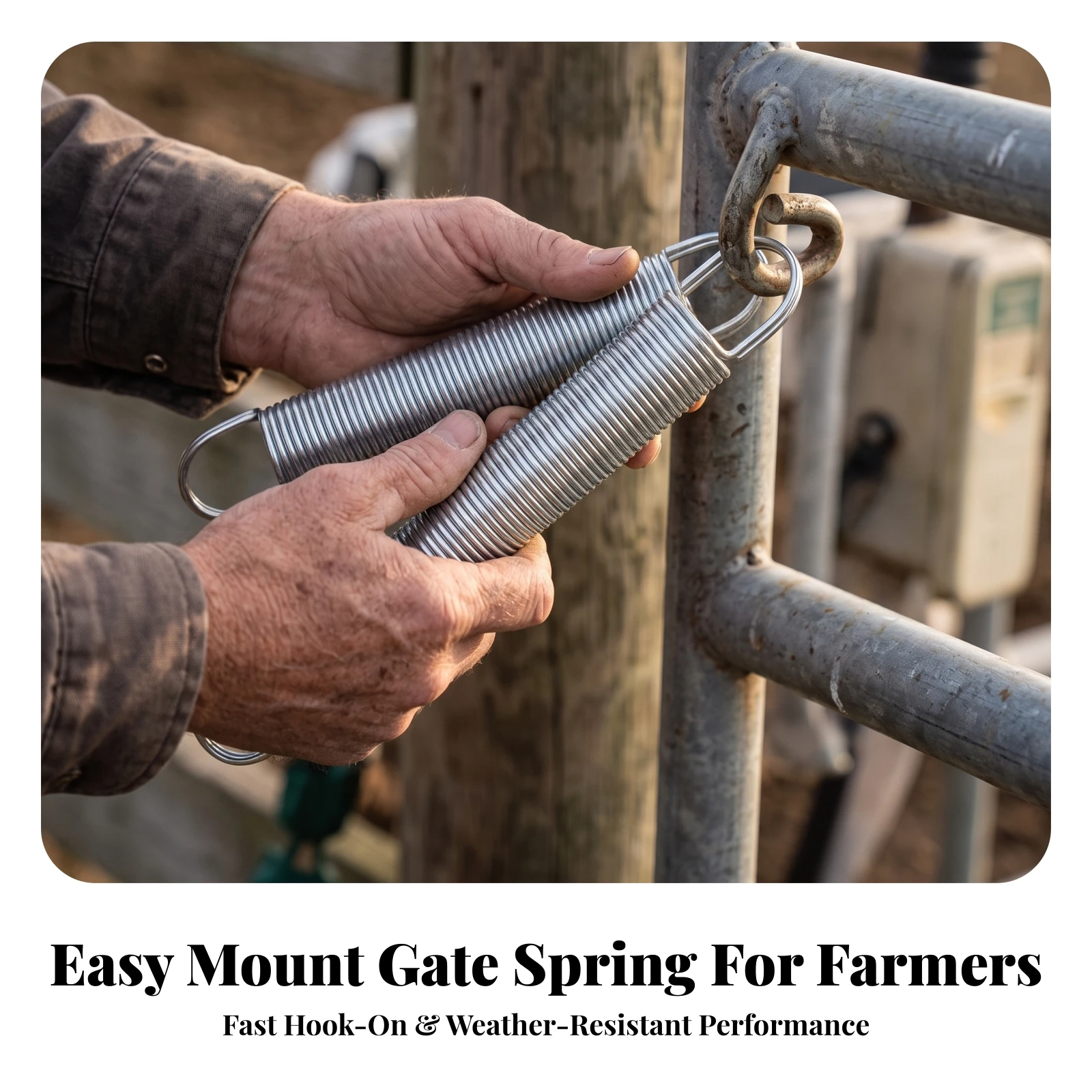 Fence Accessory Heavy-Duty Electric Fence Spring Gate Spring Gate with Looped Ends Stretchable for Farmers, Farms, Pastures