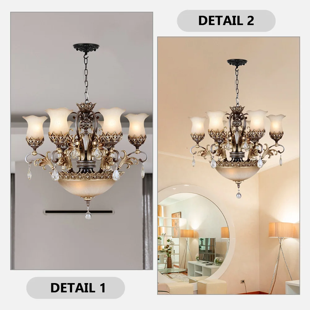 

4 pcs Retro Ceiling Lampshade Vintage Light Plate Canopy Hook Kit Decorative Chandelier Cover Metal Pendant Replacement Home