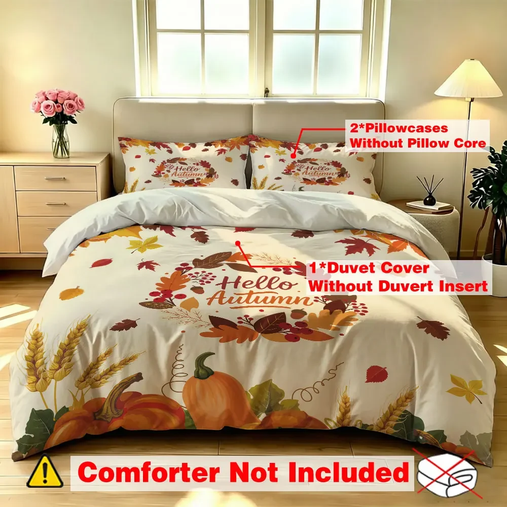 3pcs 90g polyester with Hello Autumn pumpkin wheat ear autumn-themed design offering soft comfortable home decor options