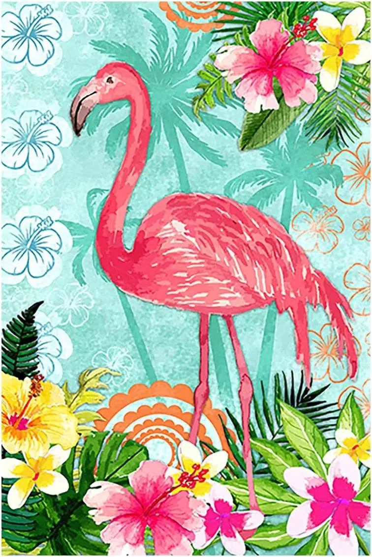 Morigins Flamingo Garden Flag Double Sided Welcome Tropical Flower Floral Outdoor Yard Flag 12x18 Inch KKW