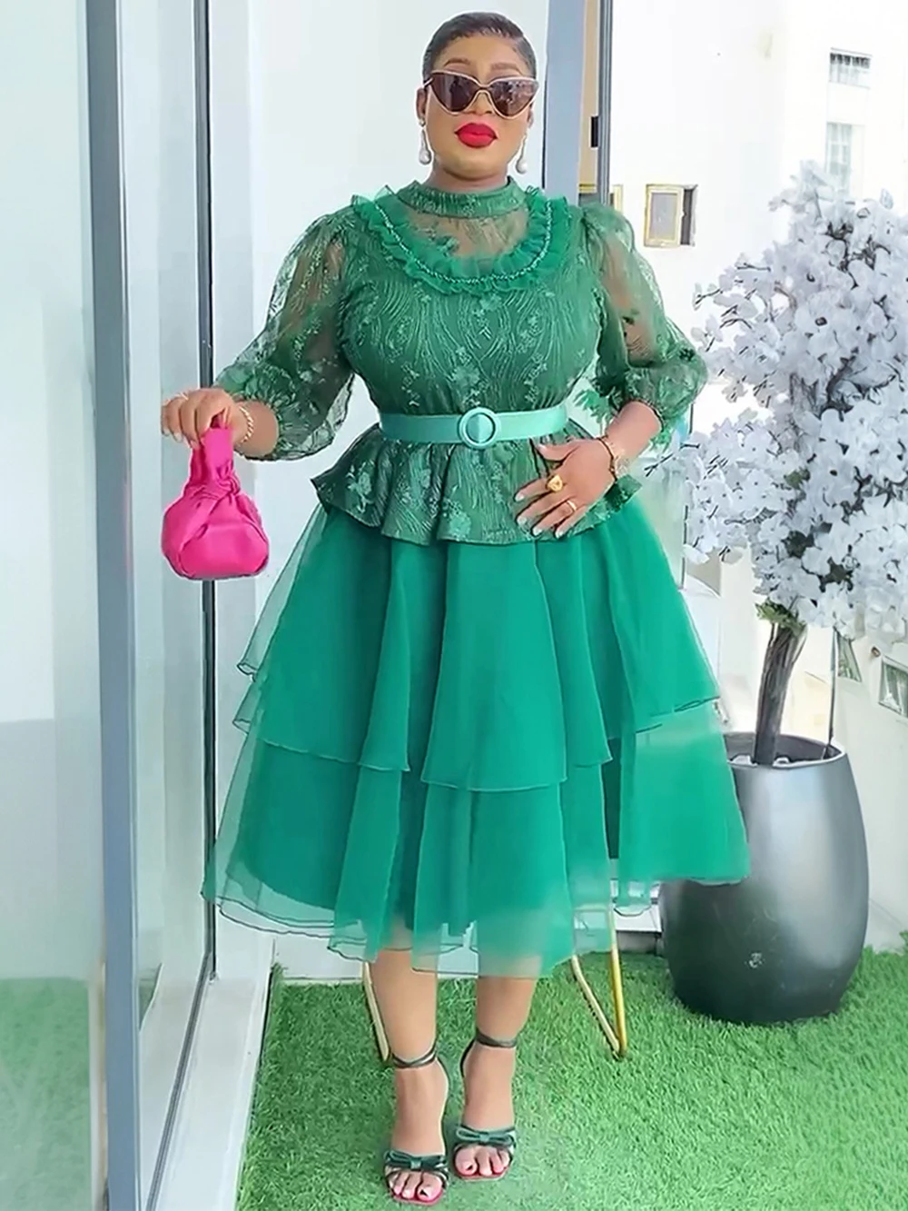 Party Prom Birthday Dresses 2026 Summer Woman Clothing Turkey African Dashiki Print Dress Office Ladies Puff Sleeve Maxi Robes