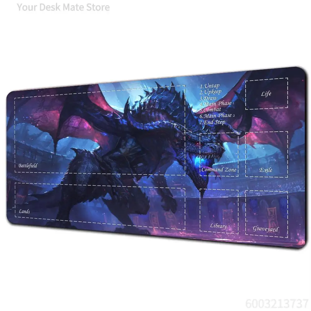 Magic Card Playmat with Zone Green Giant Dragon Mtg Playmat Non-Slip Durable Stitched Edge Desk Mat Tapete Magic Mtg