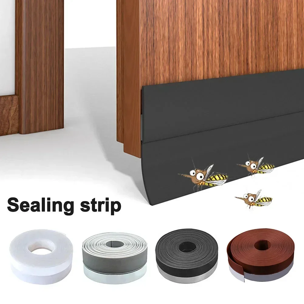 Door Bottom Seal Strip Weatherstrip Under Door Draft Stopper Self-Adhesive Insect Proof Soundproof Gap Blocker Weather Strip