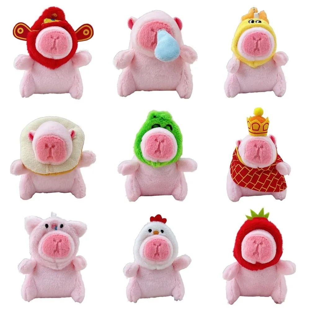 Hadiah mainan boneka Capybara mewah merah muda boneka Capybara kartun lucu rantai manik-manik boneka hewan berbulu hadiah ulang tahun boneka binatang