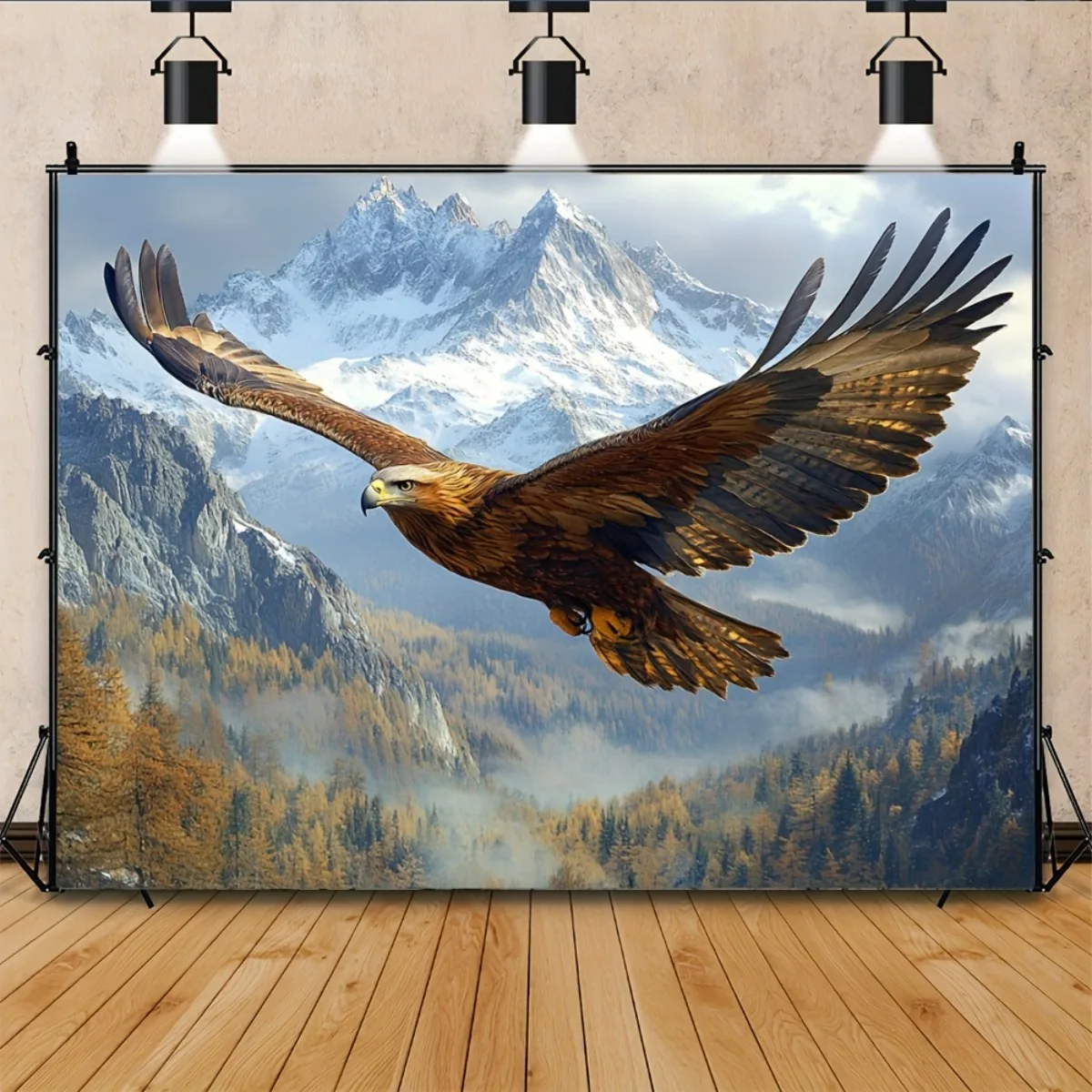 Majestic Eagle Flight Over Snowy Mountains Tapestry Wall Mural Home Decor Artwork Bohemian Nature Landscape Hanging Scroll Print