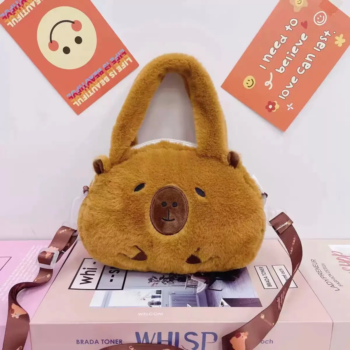 25*20cm Capybara Shoulder Bag Handbag Animal Super Soft High Quality Students Office Worker All-match Girls Birthday Gifts Decor